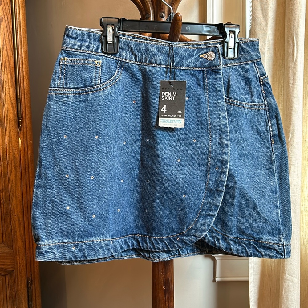 Primark Denim Rhinestone Mini Skirt
